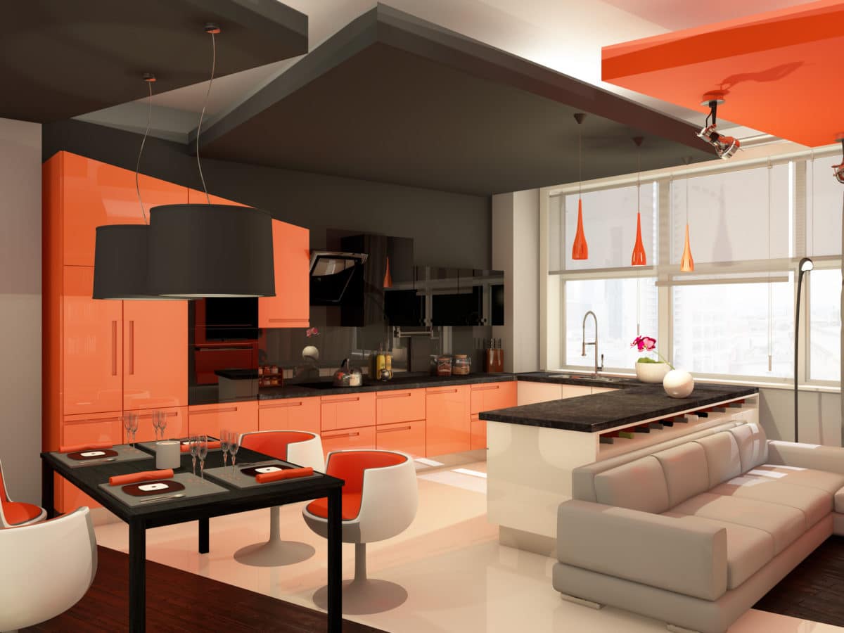 Квартира в Москве: оранжевый цвет в интерьере