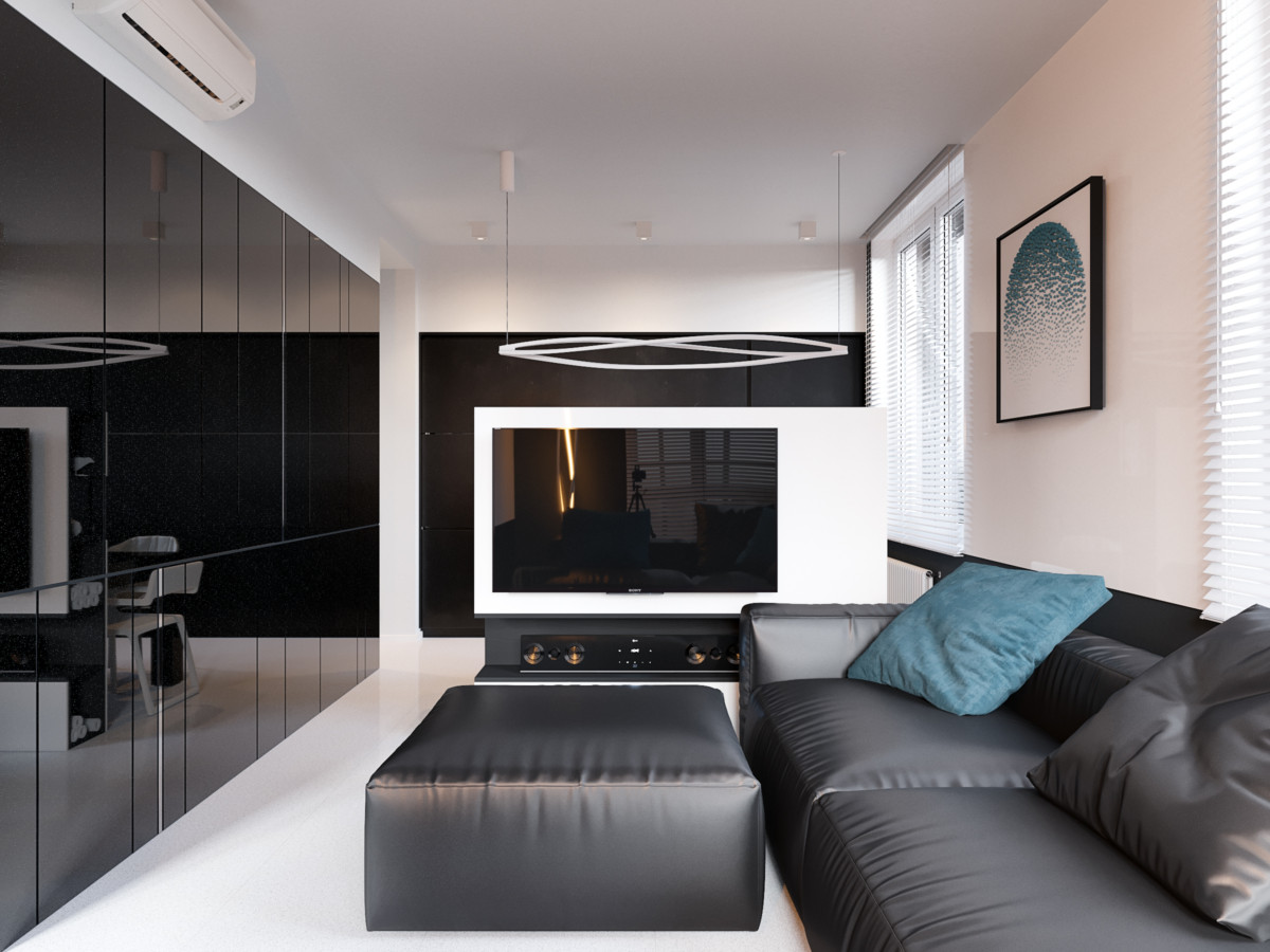 Чёрно-белый минимализм в московской квартире