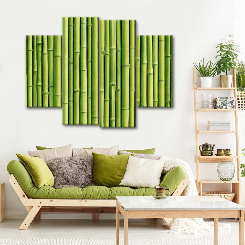 Бамбук на стене в интерьере (72 фото)